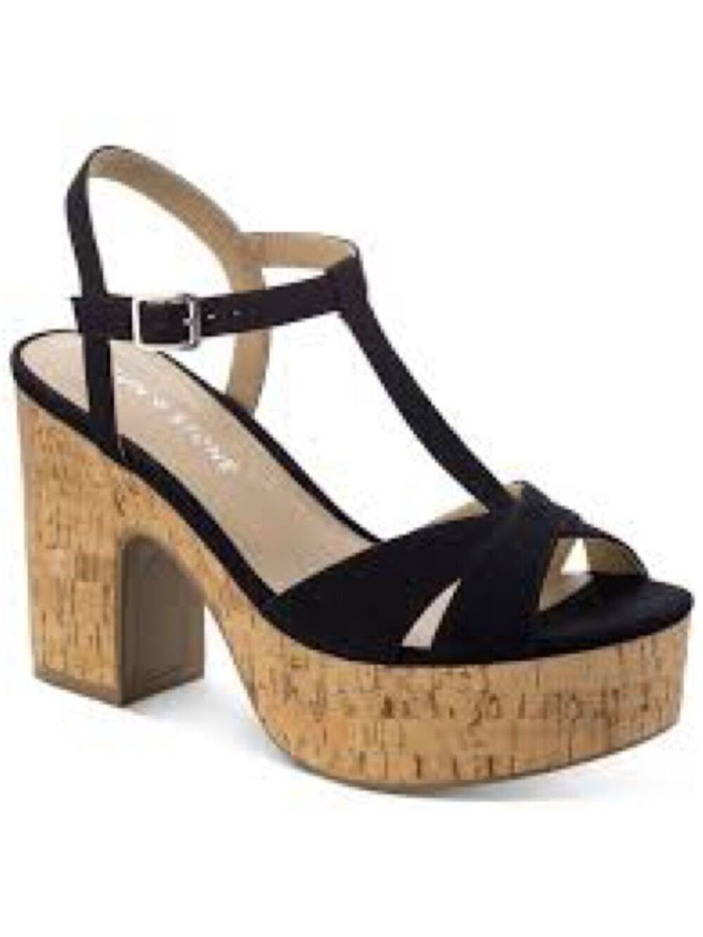 Women’s Sun + Stone Jillien Black Faux Suede Platform Sandals Size 11 US!